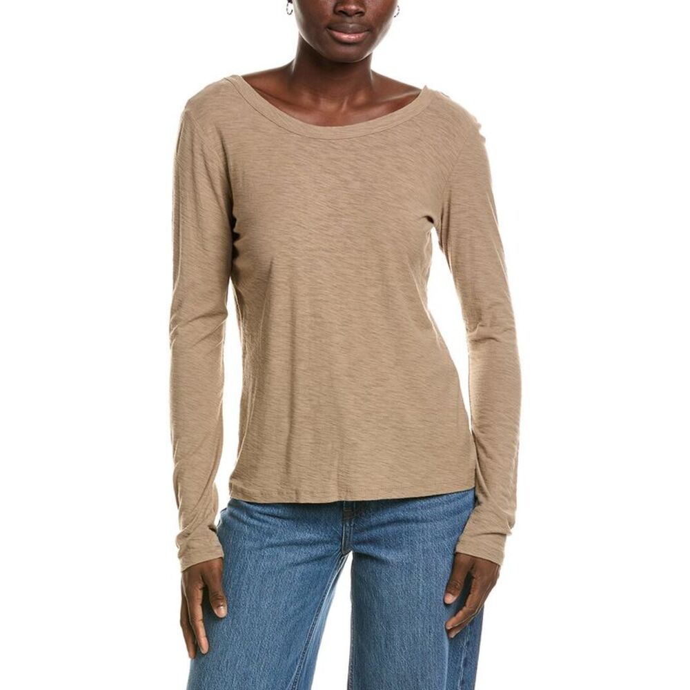James Perse Womens  Solid Shirt, Brown